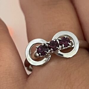 Vintage 1960s Cocktail Ring Mid Century Modern Rhinestones Geometric - 4J